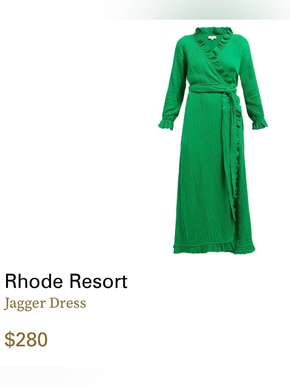 RHODE x Resort Collection Maxi Wrap Dress (Jagger Model), Size S green